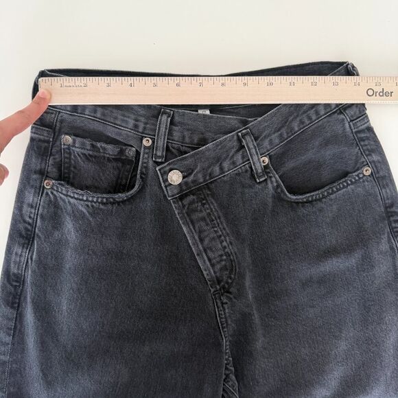 AGOLDE Criss Cross Jeans Womens 26 Black Washed Upsized Organic Cotton Straight - Picture 11 of 12